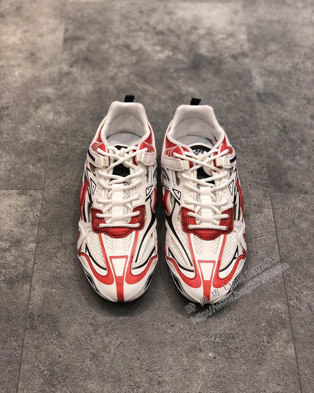 Balenciaga經典款男女鞋 巴黎世家頂級版本Drive鏤空老爹白紅賽車鞋 Balenciaga情侶款老爹鞋  hdbl1188
